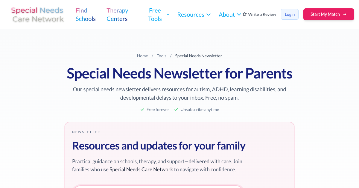 Special Needs Care Network Special Needs Newsletter